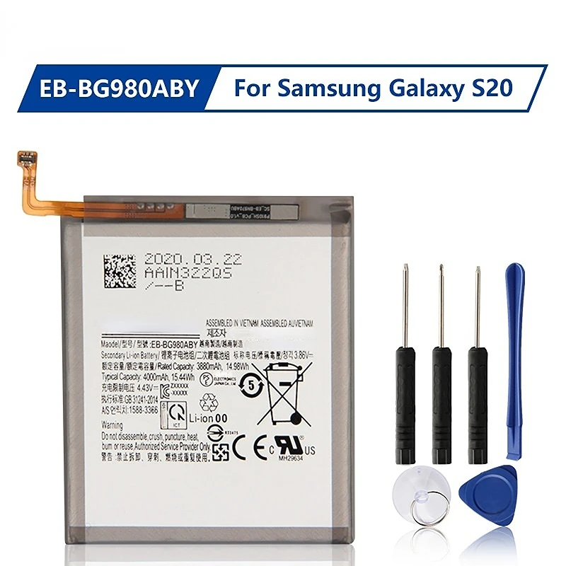 

Replacement Battery EB-BG980ABY For Samsung Galaxy S20 battery 5G Rechargeable Battery 4000mAh Free Tools