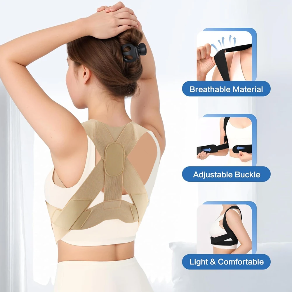 1PCS Posture Corrector Back Brace,Comfortable Shoulder Strap Hunchback Correction Belt Spine Support for Adult Men Women Sports
