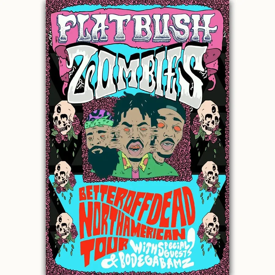 Hot Flatbush Zombies Dead North Rap Group-Silk Art Poster Wall Sticker Decoration Gift