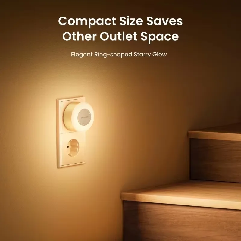 Yeelight USB Charger Night Light Warm White Rechargeable Lighting 2-in-1 with Light Sensing Mode Energy Saving EU Plug 220V-240V