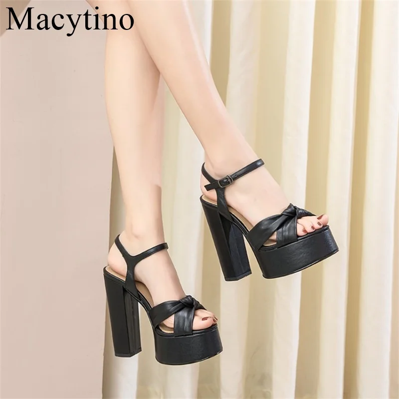 

European and American Sexy High-heeled Platform 13CM Thick-soled Open-toe Sandals Trendy Women Hate Sky High Nightclub Shoes