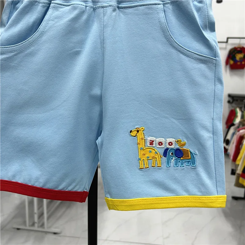 2025 New Japanese Children's Clothing Summer Collection Men's and Women's Cartoon Zoo Set Short Sleeves