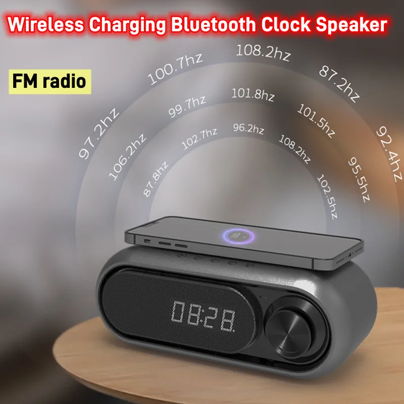 

Wireless Bluetooth Speaker Clock Dual Alarm Support TF Card FM Radio Soundbar HIFI Music Box Soundbar Home Bedroom Student Clock