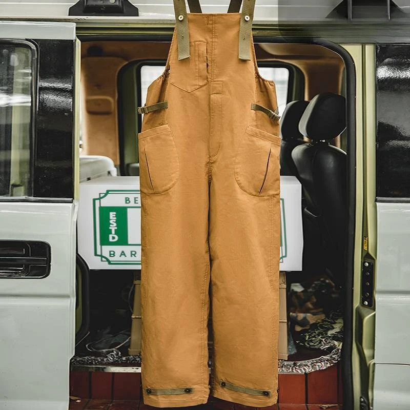 

Модная рабочая одежда, американские винтажные качественные мужские брюки на подтяжках, новый стиль для мужчин, свободные прямые брюки на подтяжках с несколькими карманами