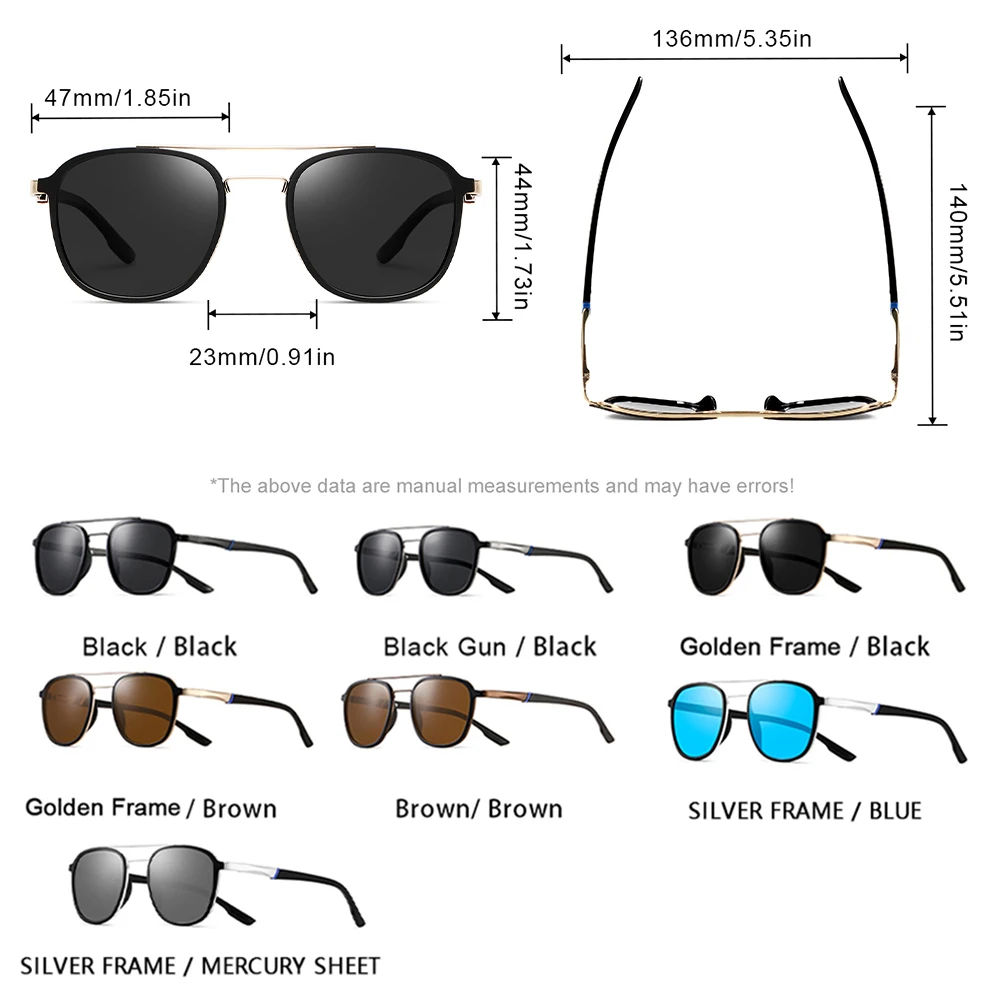 CRIXALIS Polarized Men's Sunglasses Classic Vintage Durable Metal Hinge Design Driving Fishing Traveling Beach  UV400 Protection