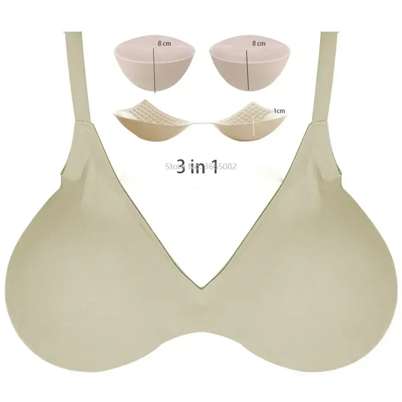 9CM Realistic Sponge False Breast Forms and Special bra For Crossdresser Shemale Transgender Drag Queen Transvestite Mastectomy