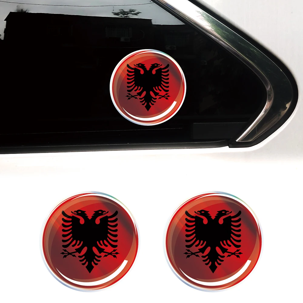 Albania Flag Algeria Colombia Laser 3D Car Stickers Epoxy Resin Badges Laser Decals Motorcycle Modification Decor Accessories