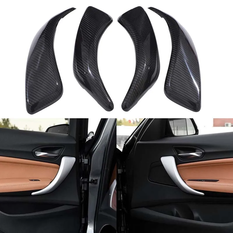 Inner Door Handle Cover Trim Sticker Real Carbon Fiber Car Door Armrest Protector Cover For BMW 1 2 Series F20 F21 F22 2012-2018 view 3