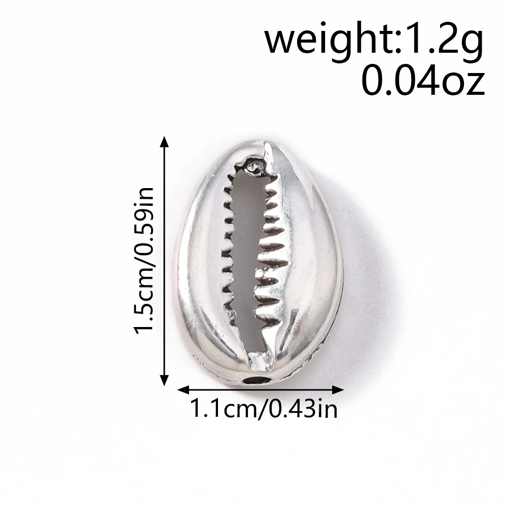 Tusember 20 Stück 11*15mm Silberfarbene Legierungs-Muschelanhänger Perlen für DIY Halsketten- und Ohrringherstellung DIY Handgemachter Schmuckzubehör – Detail 2