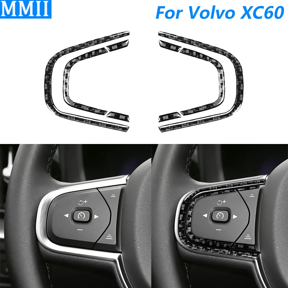 

For Volvo XC60 2018-2025 Carbon Fiber Steering Wheel Button Frame Panel Trim Cover Car Accessories Interior Decoration Sticker