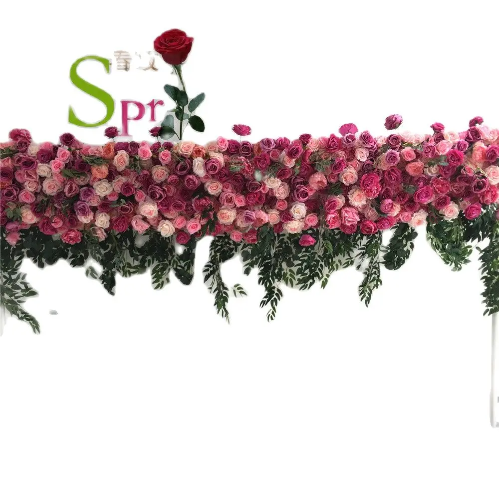 

SPR 2.4m WIDTH wedding small arch flower table runner flower wall stage backdrop decorative artificial flower wholesale