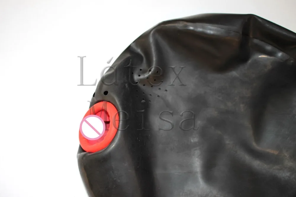 Masque en latex pour femmes, yeux en maille, narines ouvertes avec dom et fermeture éclair au dos