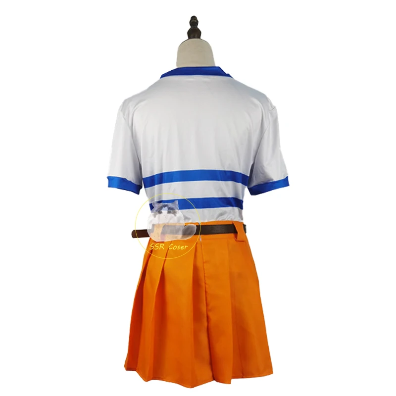 Movies One Piece Anime Nami Cosplay Costume Nami Uniform Shirt Skirt Nami Wig Halloween Party Performance Wear Clothing Womens