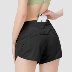 Short de sport rose à séchage rapide avec poche pour femme, vêtement de course, de yoga, de cyclisme, d'entraînement, d'été