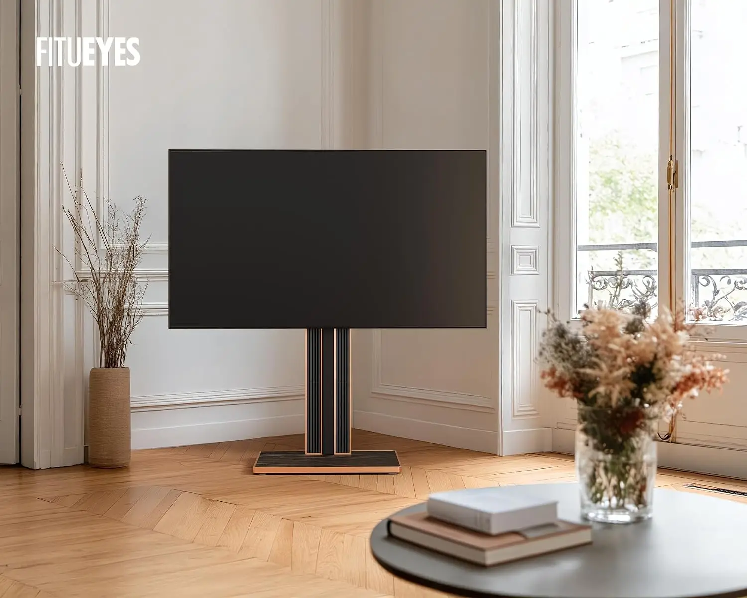 Modern TV Stand for 43-78 inch TVs with Cable Storage Black, Customized