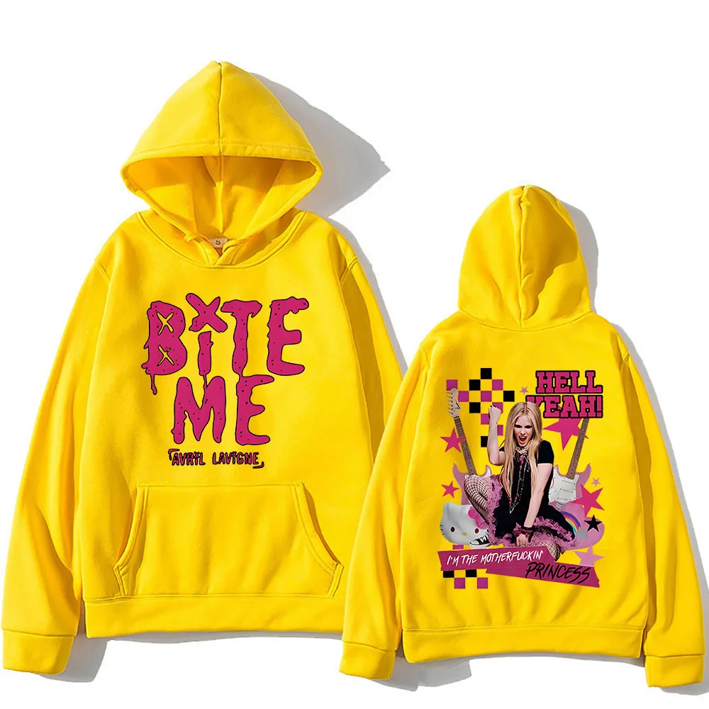 Avril Lavigne سويت شيرت مريح بقلنسوة Funko Pop Hip Hop مع ملابس صوف بقلنسوة سوداديراس كون كابوتشا بلوفرات عتيقة