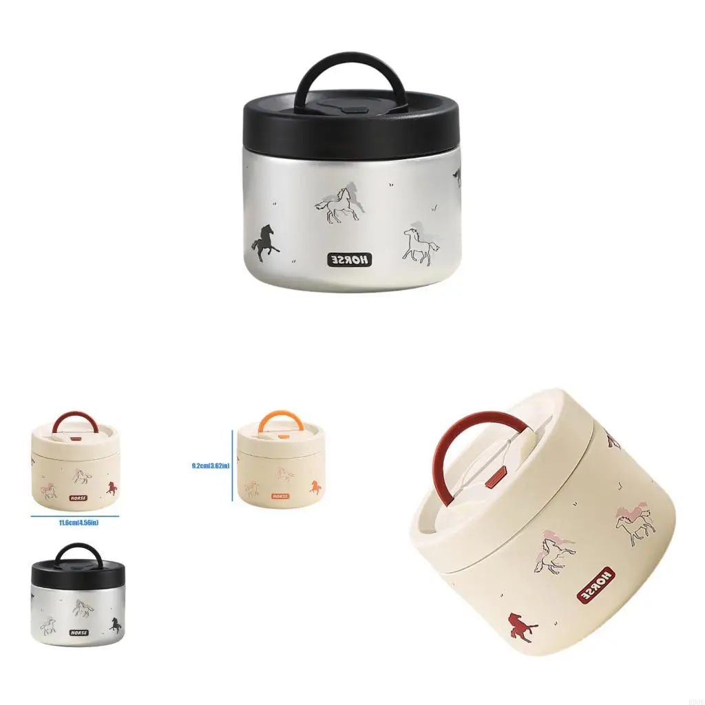 Durable 316 Nonrust Steel Thermal Lunch Box Single Compartment Leak Proof Design Meal Preps Container For Adults Kids B03E