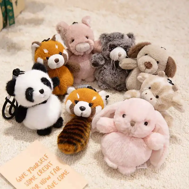 جميل الإبداعية قلادة مجموعة ألعاب من نسيج مخملي صغير الزرافة لينة محشوة الحيوان الوردي الأرنب بلوشيز دمية ظهره ديكور للأطفال فتاة هدية