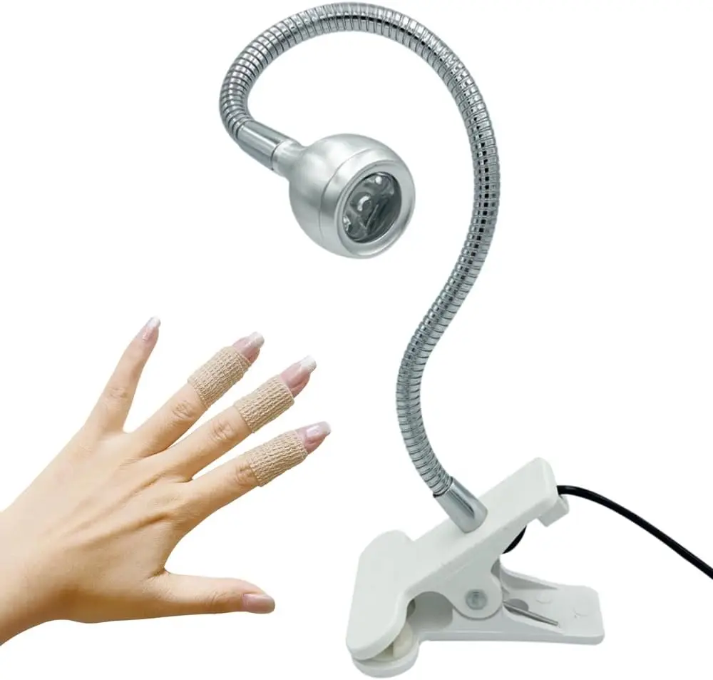 مصباح أظافر جل بالأشعة فوق البنفسجية 395 نانومتر مع معقوفة، ضوء معالجة محمول USB 5 فولت (فضي، 2 وات)