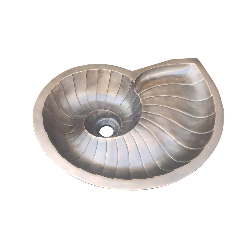 

22-дюймовая раковина современного дизайна в форме раковины из литой бронзы для умывальника в ванной комнате