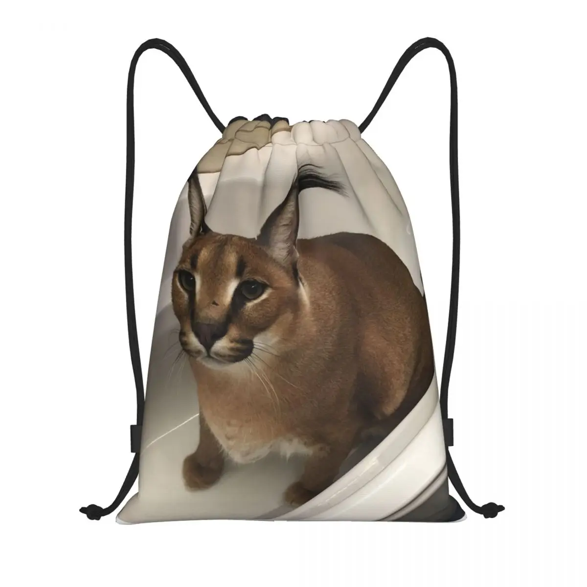 Custom Floppa Cute Meme Drawstring Backpack Bags Women Men Lightweight Funny Caracal Cat Gym Sports Sackpack Sacks for Yoga