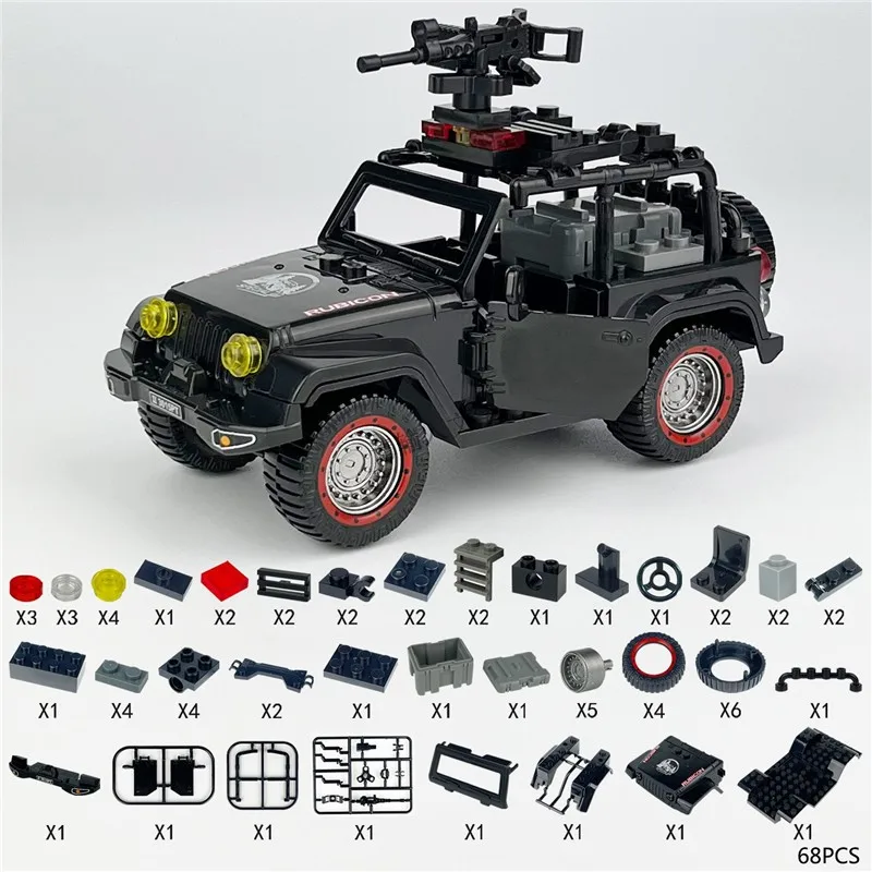 68 peças clássico suv pequeno tijolo moc cidade modelo quebra-cabeça brinquedo, kit de modelo de carro diy criativo, perfeito para aniversário ideal, presente de natal