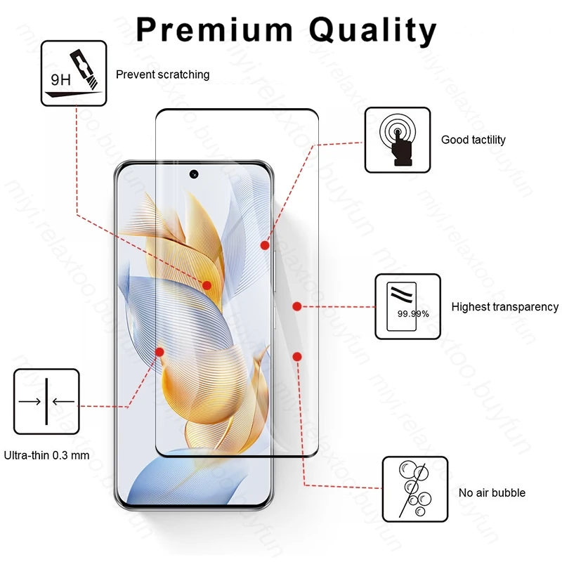 2 to1 Voll schutz Displays chutz folie gehärtetes Glas für honor90 honor 90 5g 6.7 REA-NX9 "Kamera Schutz glas Honar Honer 90