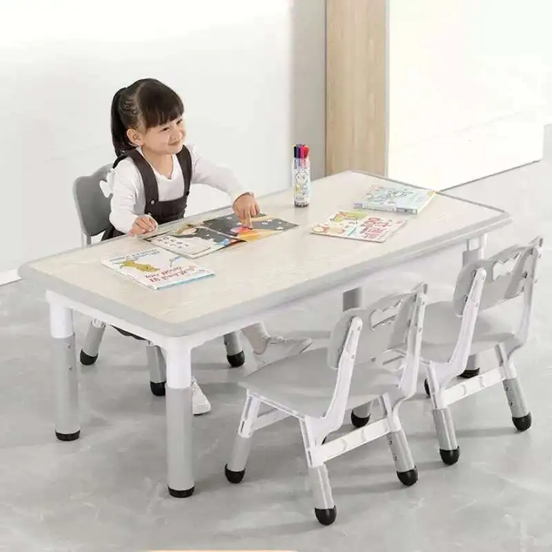 

Kindergarten Special Table and Chair Set for Kids Liftable Rectangular Household Plastic Table Early Education Toy Desks