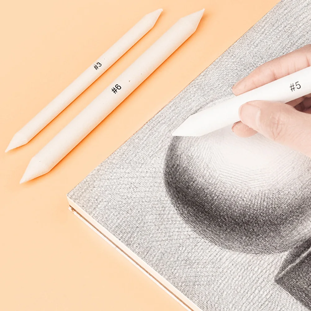 

6pcs Sketching Pencils Shading Blending Sticks For Artists Beginners Drawing Tools White Highlight Pencil Blending Stump Art