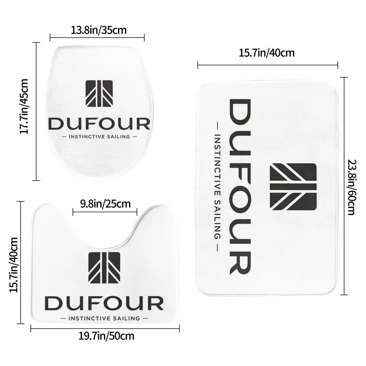 Dufour Yacht 3 Pcs Bath Mat Bathroom Set Toilet Lid Cover Home Decor Non-Slip Carpet Floor Rug