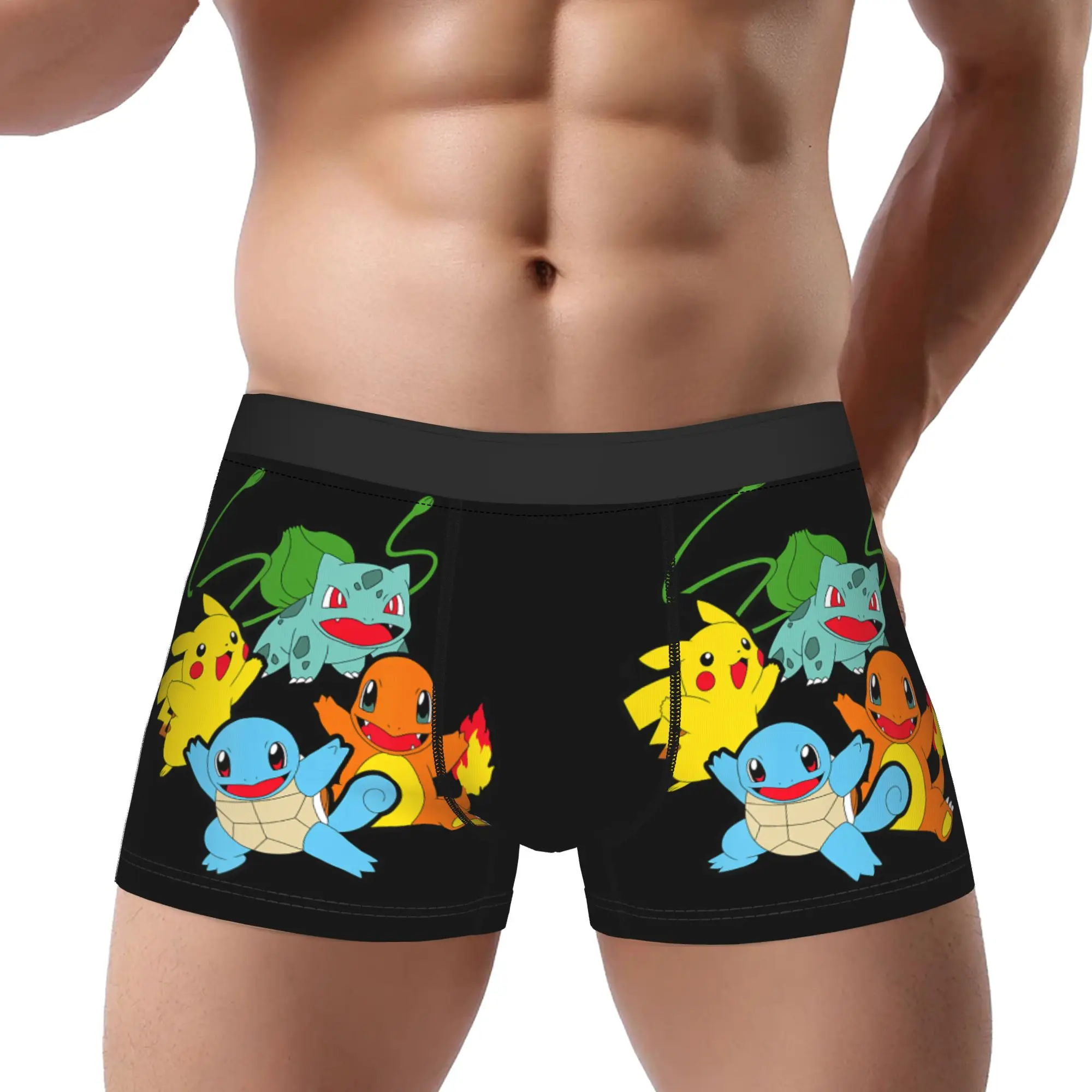 Calzoncillos Boxer Clásicos de Primera Generación de Bandai Pokemon Group Shot, Calzoncillos Transpirables, Ropa Interior Masculina, Calzoncillos Boxer Estampados