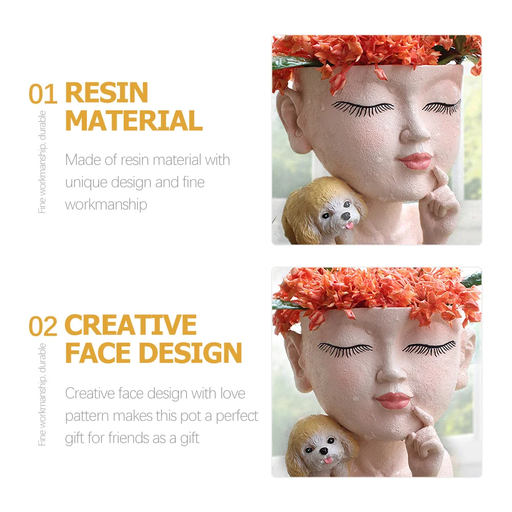

Creative Love Pattern Face Design Resin Flowerpot Home Decor Accessory Desktop Adornment Simple Cactus Planting Pots