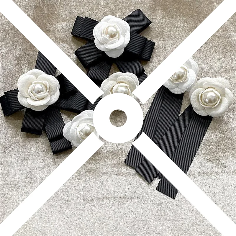 Брошь-с-жемчужным-бантом-и-камелией-черно-белая-тканевая-траурная-булавка-корсаж-элитная-французская-элегантная-сумка-одежда-шарф-аксессуары-брошь