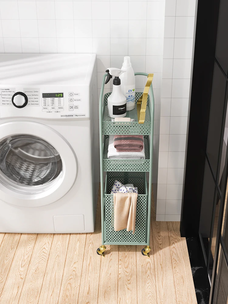 Bathroom crevice luxury trolley dirty clothes basket multi-layer storage basket rack bathroom home