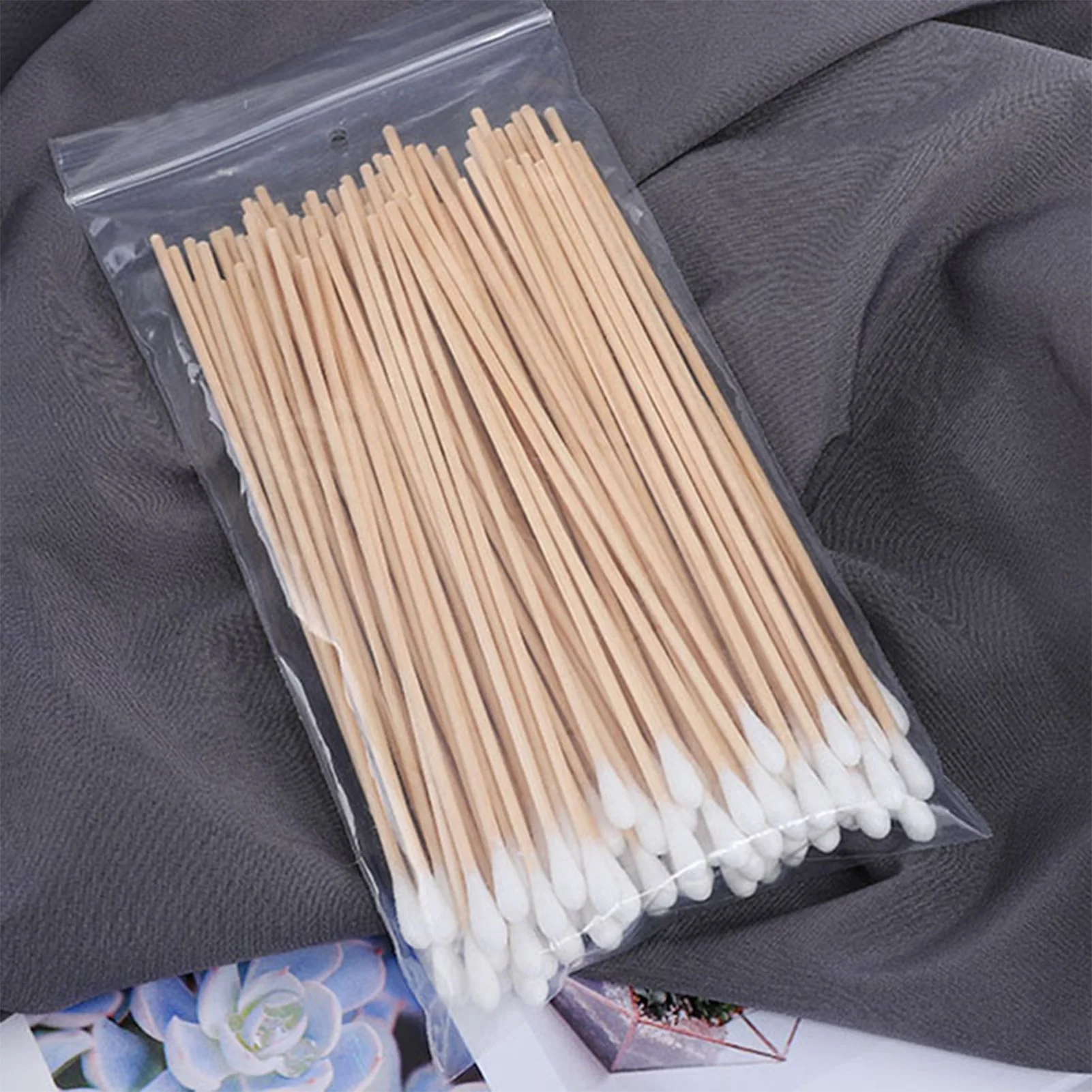 100-200pcs Disposable Cotton Swabs 15cm Single Head Long Wooden Industrial Cleanroom Birch Cotton Buds for Crafts Makeup