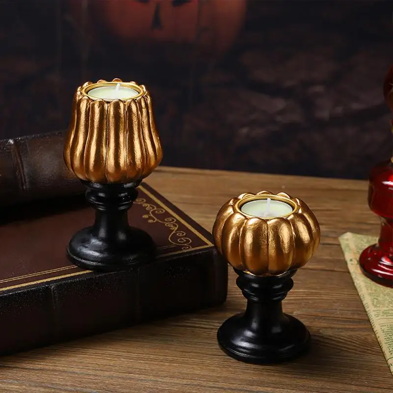 

Halloween Pumpkin Candle Holder gold Resin Votive Tealight Candelabras Desktop Ornament home decoration enhance Festive Atmosphe