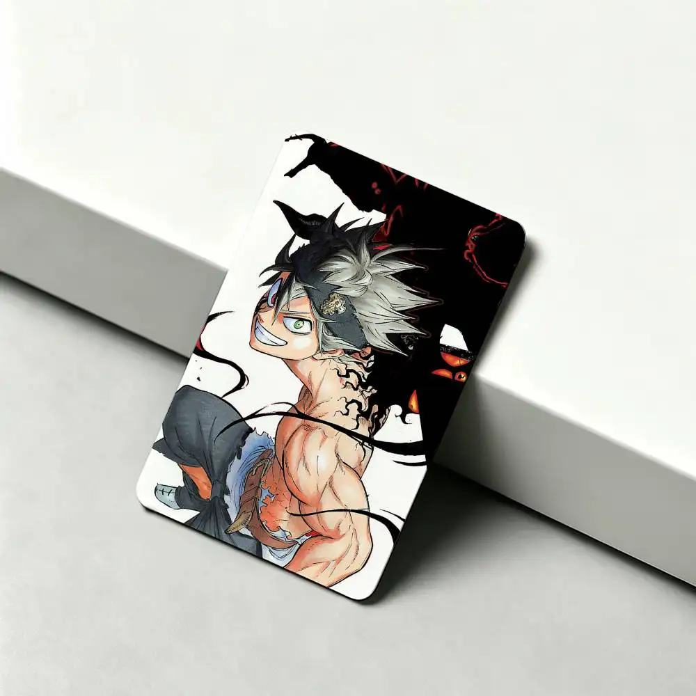 Black Clover A-Asta Anime 1Set 4Pcs Waterproof Card Skin Stickers for Credit Bus IC Cards view 6