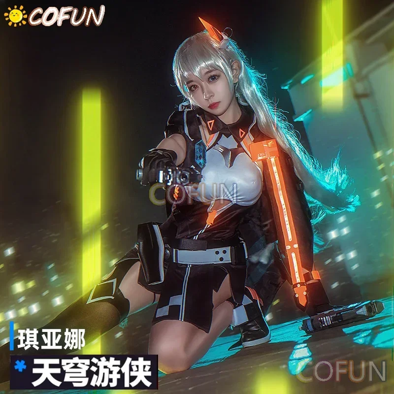 

COFUN Kiana Kaslana TianQiongYouXia Battle Suit Honkai Impact 3 Sexy Dress Uniform Cosplay Costume Halloween costume wig Shoes
