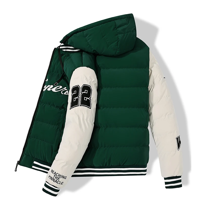 Double-sided wear cotton-padded padded padded jacket with padded padded padded jacket with letter embroidery hooded Thick Coat 2