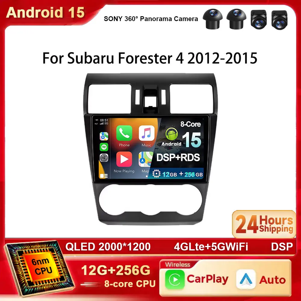 

Android 15 Автомобильный радиоприемник Мультимедийный плеер для Subaru Forester 4 SJ 2012-2015 Авто Carplay GPS-навигация 4G WiFi BT DSP Стерео