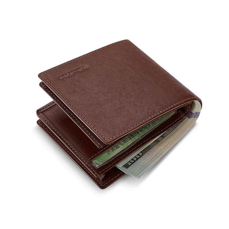 Men's leather wallet, short fashion card holder, personalized leisure card bag