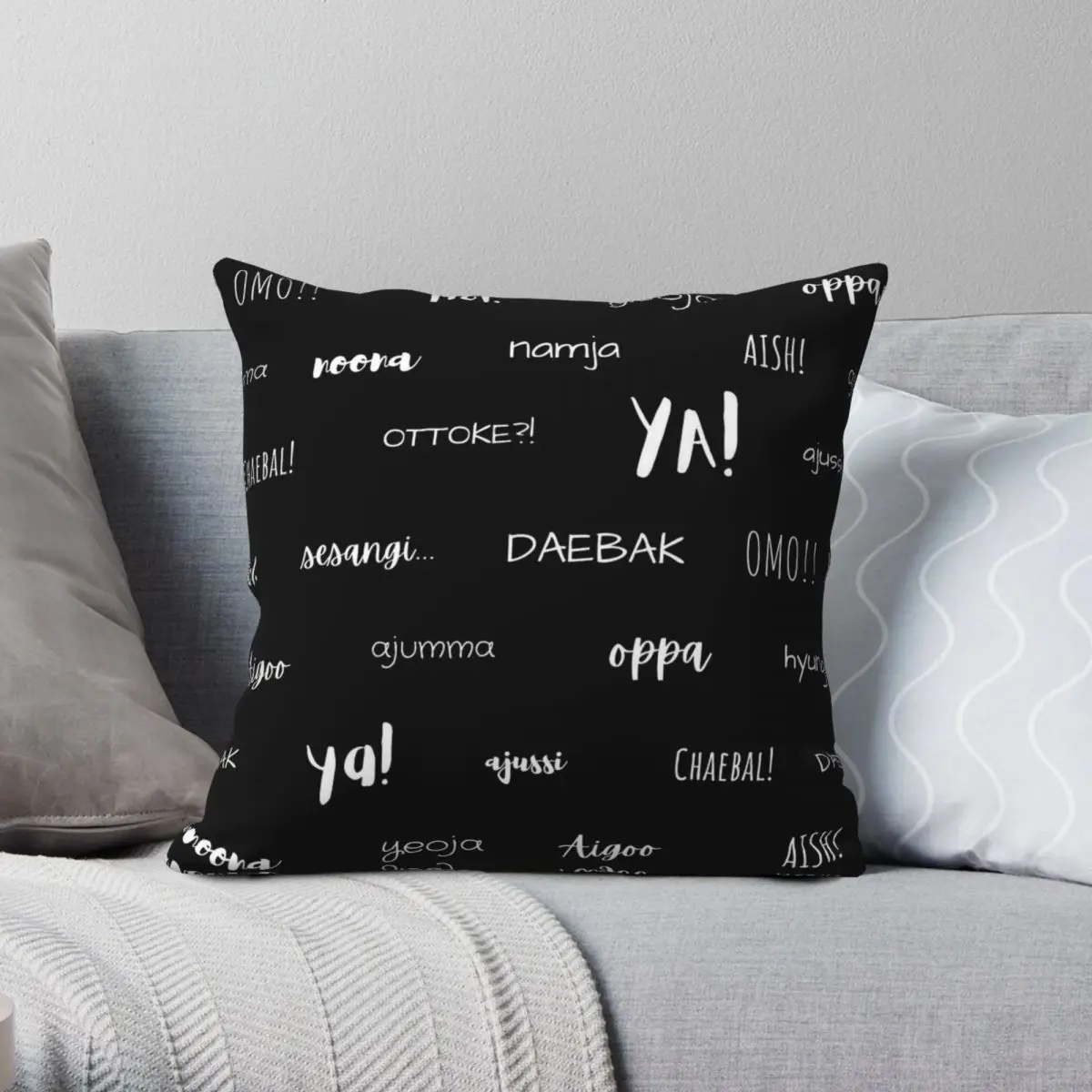 Kdrama Vocabulary Pillowcase Polyester Linen Velvet Creative Zip Decorative Sofa Seater Cushion Cover 45x45