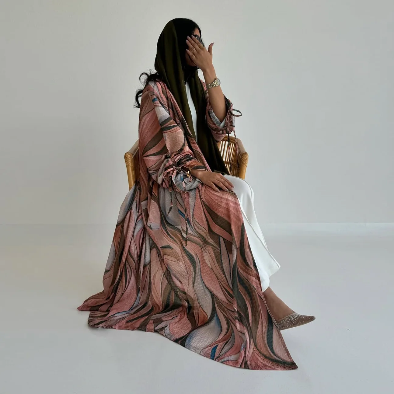 

Ramadan Eid Print Open Abaya Dubai Luxury Cardigan Muslim Women Party Dress Kaftan Long Robe String Morocco Vestidos Jalabiya