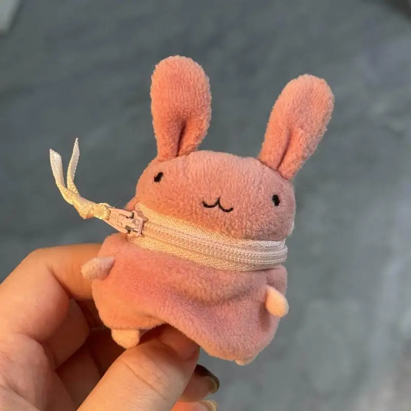 Mini Pink Fluffy Rabbit Coin Purse Keychain Bag Charm Cute Cartoon Headphone Case Storage Bag Gift Creative Festival Supplies