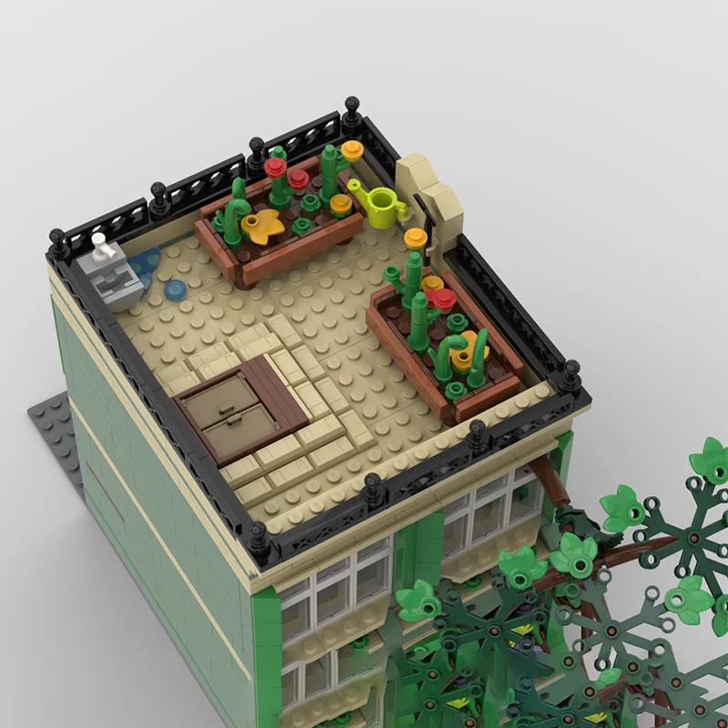 1098 PCS Street View Series MOC Green Plant Shop Creative Building Block Model Educational Assembly Toy For Kid Festival Gifts