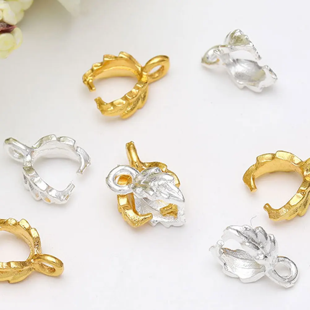 

100 pcs Alloy Pendant Leaf Buckle Shape Hanging Charms For Diy Jewelry Necklace Making Golden Keychain Decorative Accessories