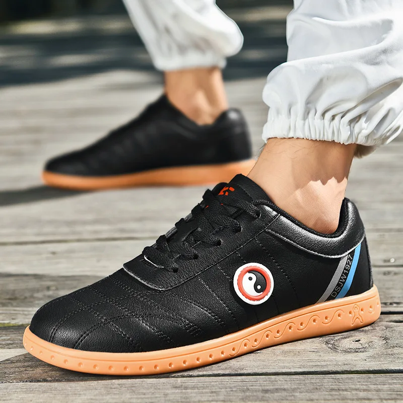 Tai Chi Shoes Soft Leather Martial Arts Shoes Spring and Autumn Breathable Non-slip Training Shoes for Men and Women