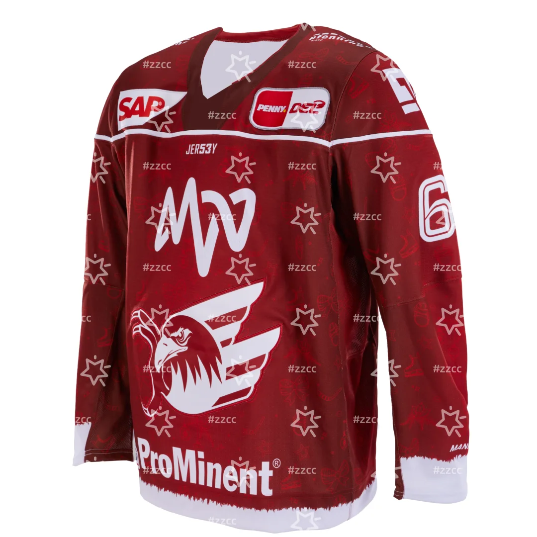 Conjunto de Entrenamiento de Hockey sobre Hielo DEL Adler Mannheim FT Navidad 25-26, Camiseta Deportiva de Primavera para Hombre, Ropa Infantil, Camiseta para Mujer