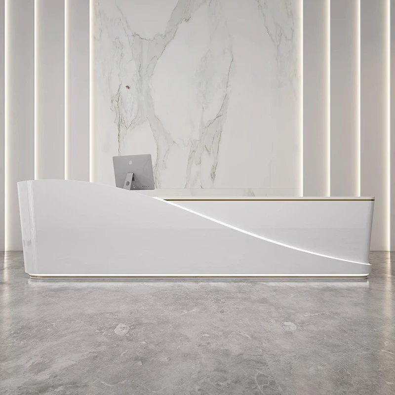 

White Counter Reception Desks Beauty Cashier Elegant Office Economic Executive Design Unique Muebles De Cuarto Salon Furniture