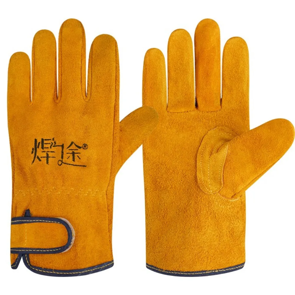 

1 пара дышащих сварочных перчаток из воловьей кожи, теплоизоляционные рабочие защитные перчатки, износостойкие утолщенные перчатки для сварщиков, конструкция